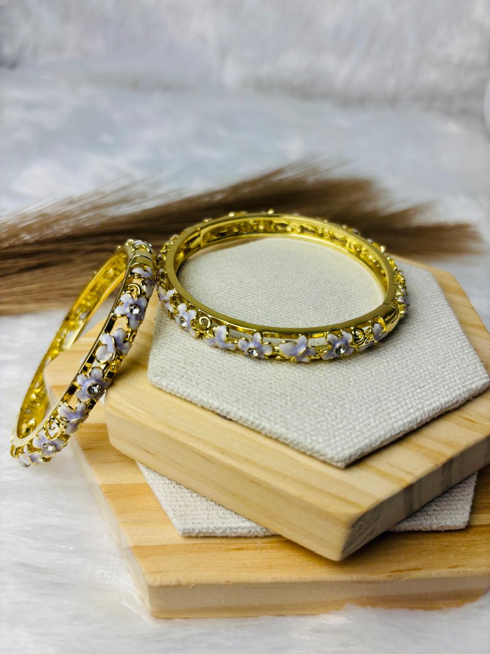 Ivory Flora Enamel Bangle (Price per piece)